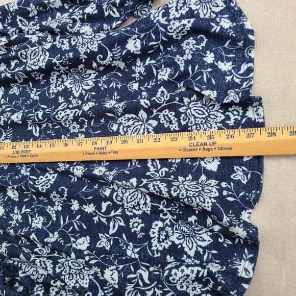 Ruby Rd Floral Cowl Neck 3/4 Sleeve Top Navy Blue Metallic Lightweight Size 2X - Picture 10 of 10